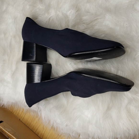 Liz Claiborne Villager Fabric Navy Pumps Blocks heels 8.5M Vintage VTG - Picture 7 of 7